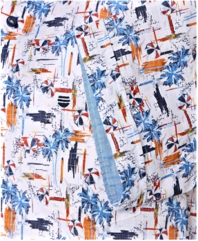 REDMOND Kurzarmhemd weiss multicolor Print Casual Comfort Fit